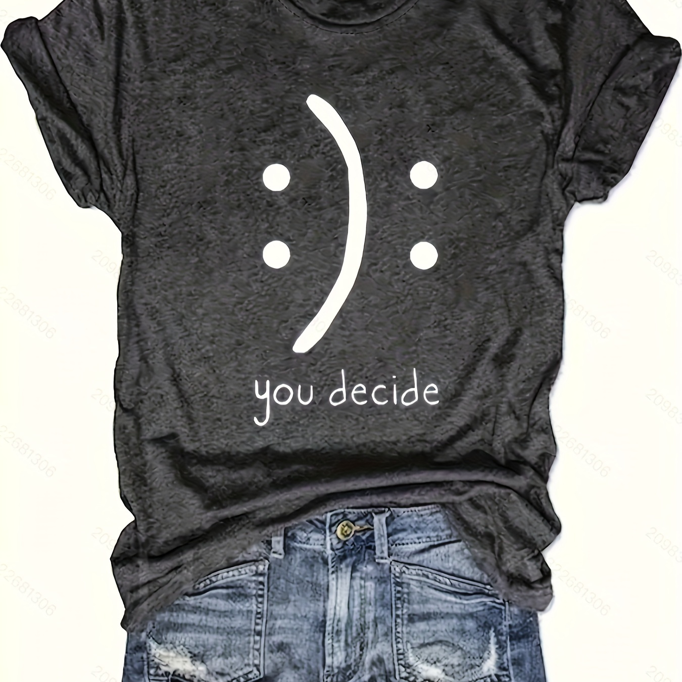 

You Decide Print Crew Neck T-shirt, Casual Short Sleeve T-shirt For Spring & Summer, Women's Clothing