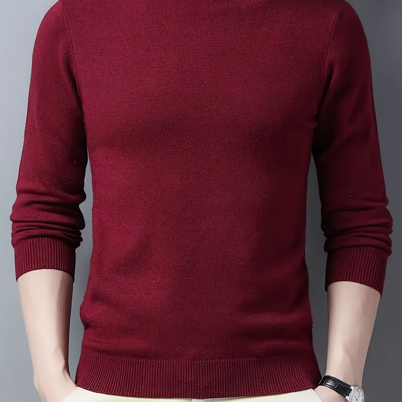 

2024 New -border Autumn And Winter Men' Color Small Collar Knitted Sweater With Hood