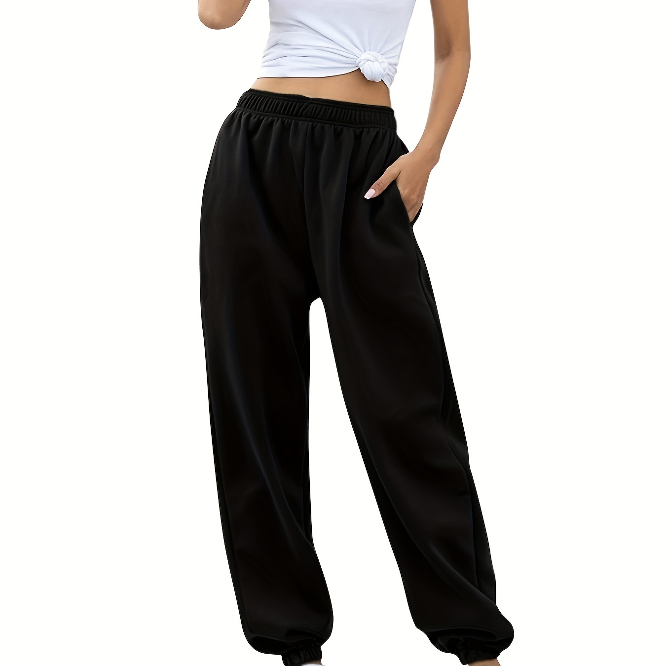

Women's Sports Long Pants, Loose Fit Joggers, Outdoor Casual Athletic Trousers For Running And Fitness