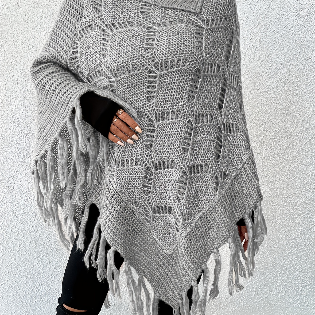 

Chic Women's Sleeveless Knit Cape Shawl - Cozy & Warm, Fall/winter, Fits 99-143 Lbs