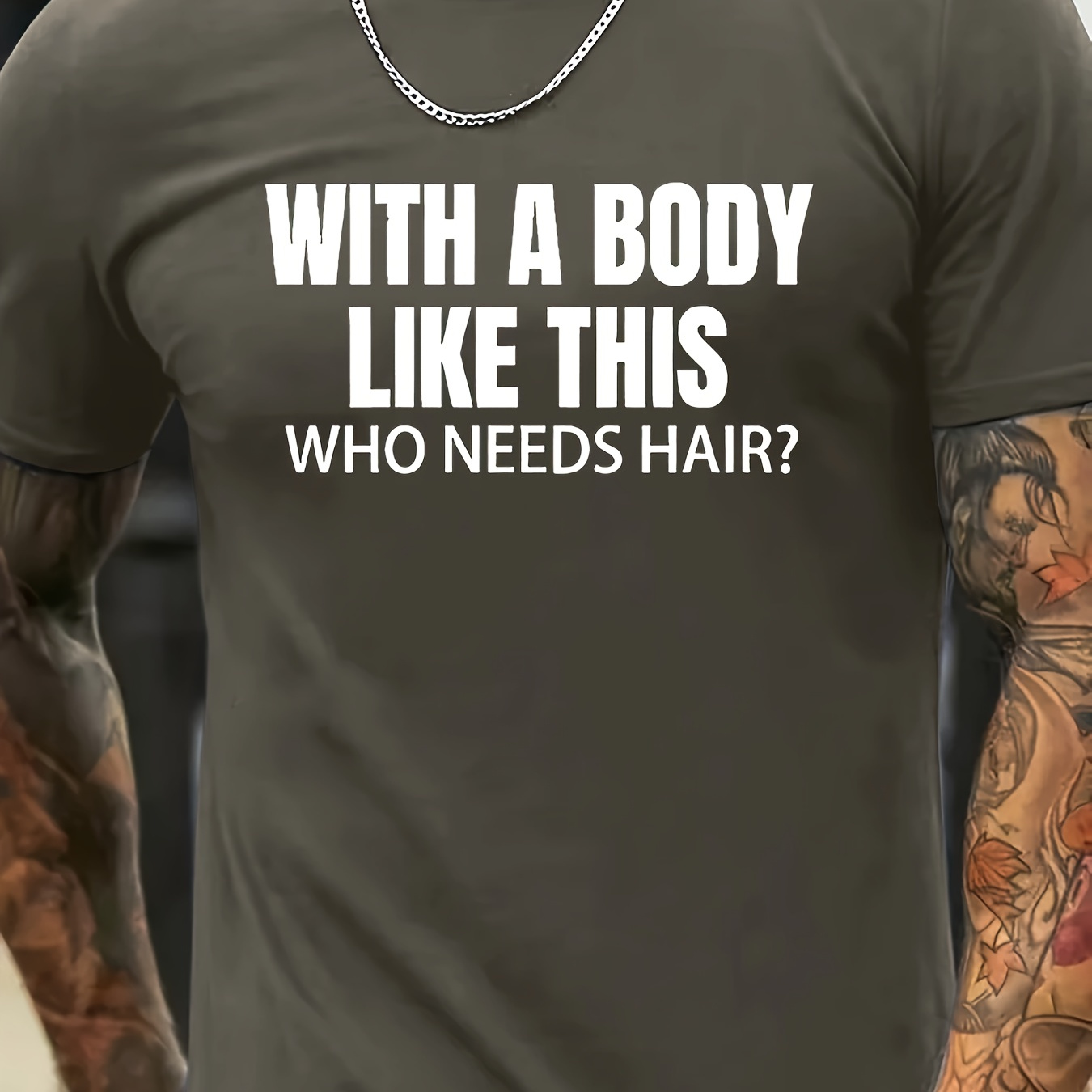 

With A Body Like This Print T Shirt, Tees For Men, Casual Short Sleeve T-shirt For Summer