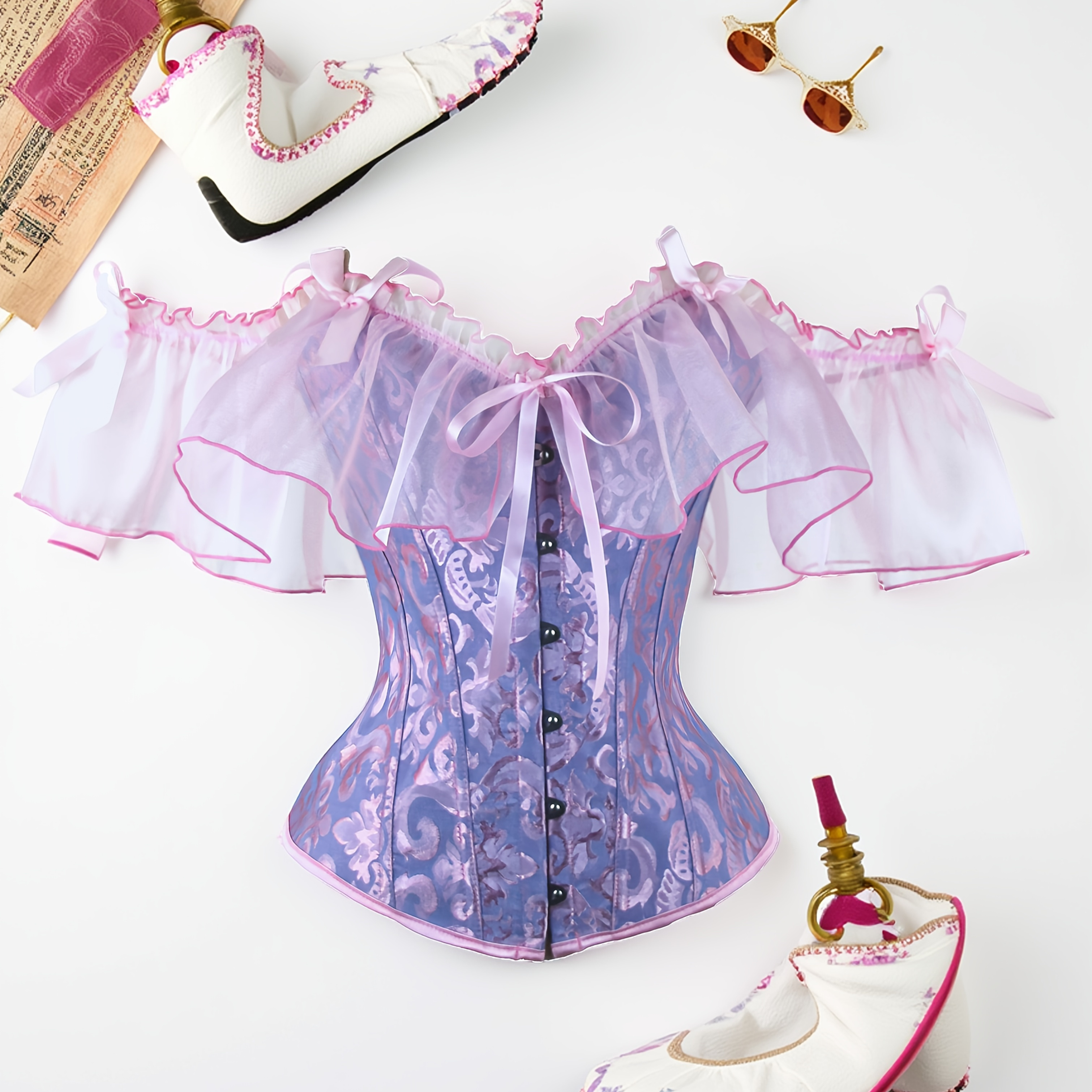 yilon CORSET LACE CAMI ピンク yilon CORSET LACE CAMI ピンク