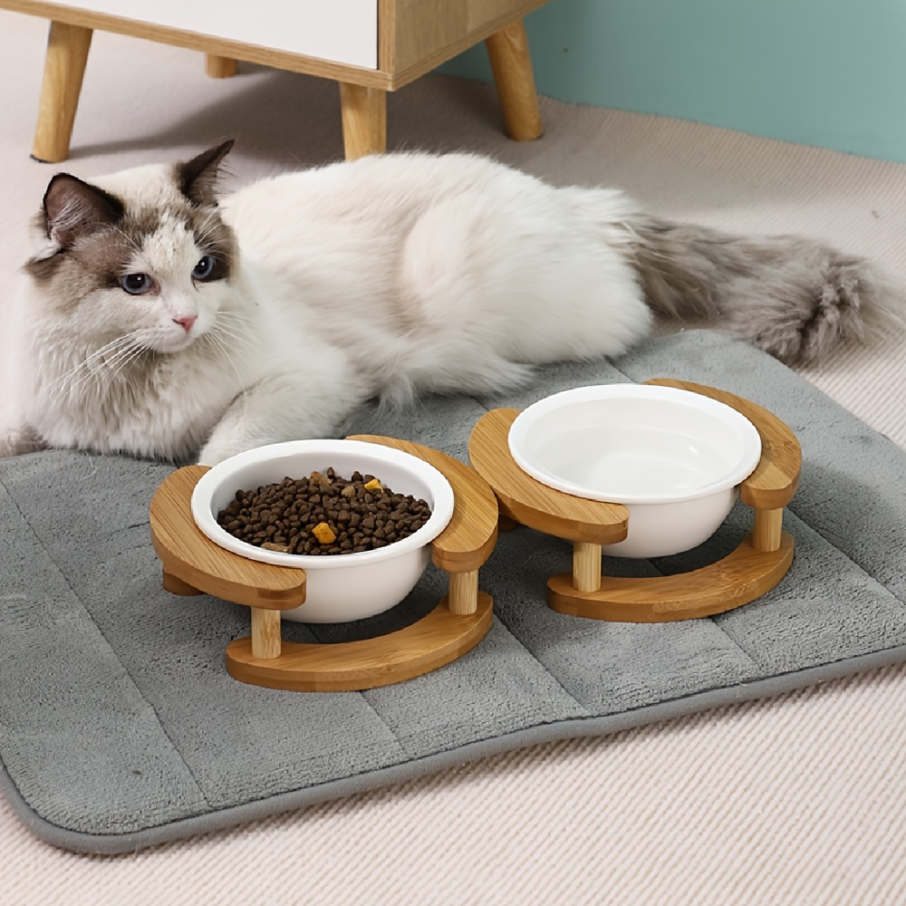 Elevated Ceramic Cat Bowl Tilted Design For Comfortable Temu