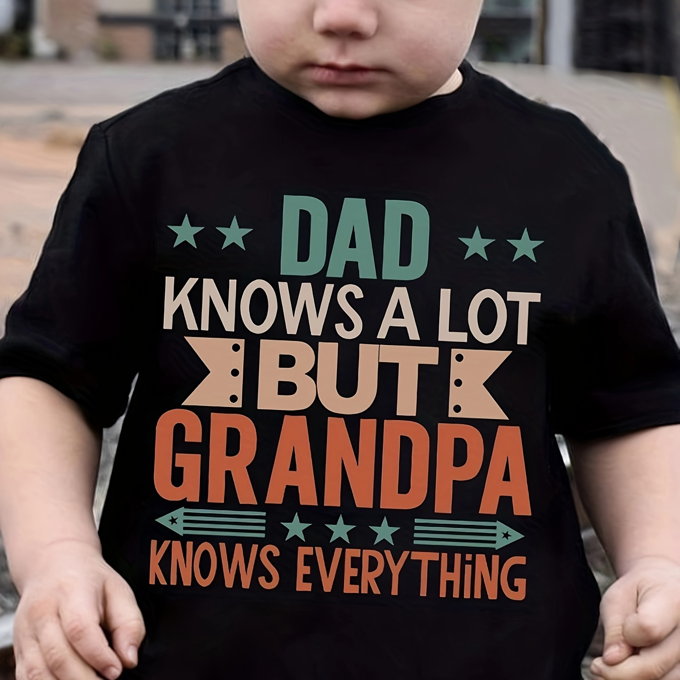 

Grandpa Knows Everything Print Tee Tops, Boys Round Neck Casual Short Sleeve Comfortable Soft Premium T-shirt