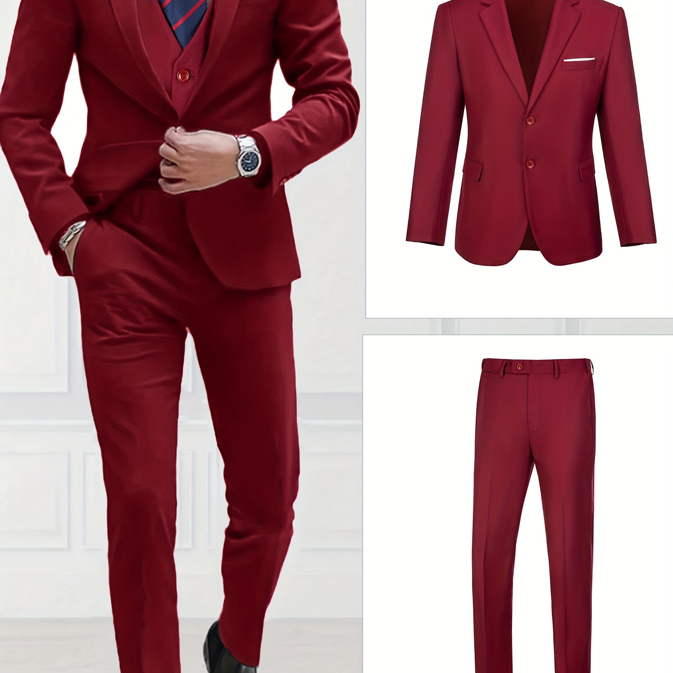 

Pyiuhs Men's Suit Set 2pcs, Solid Color Slim Fit Single Breasted, Jacket Pants Set, Suitable For Parties, Weddings, Dances, Business