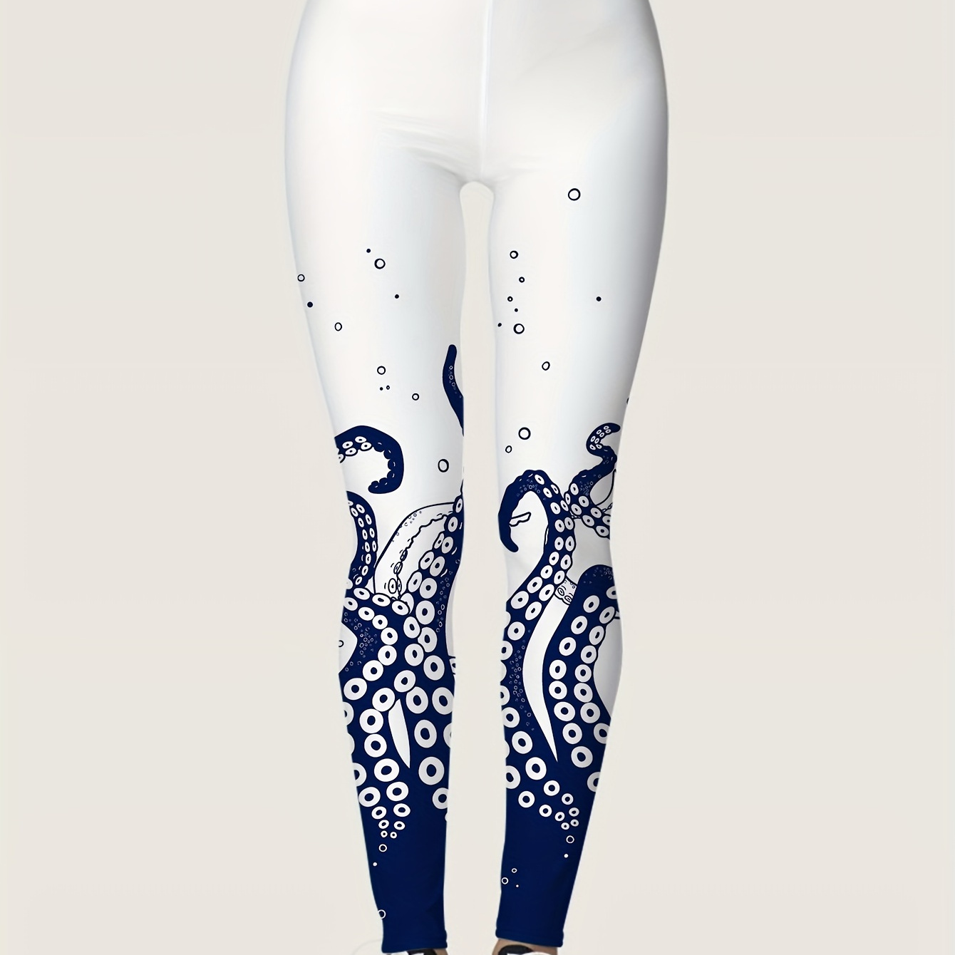 

Graphic Print High Waist Leggings, Casual Skinny Stretchy Leggings, Women's Clothing