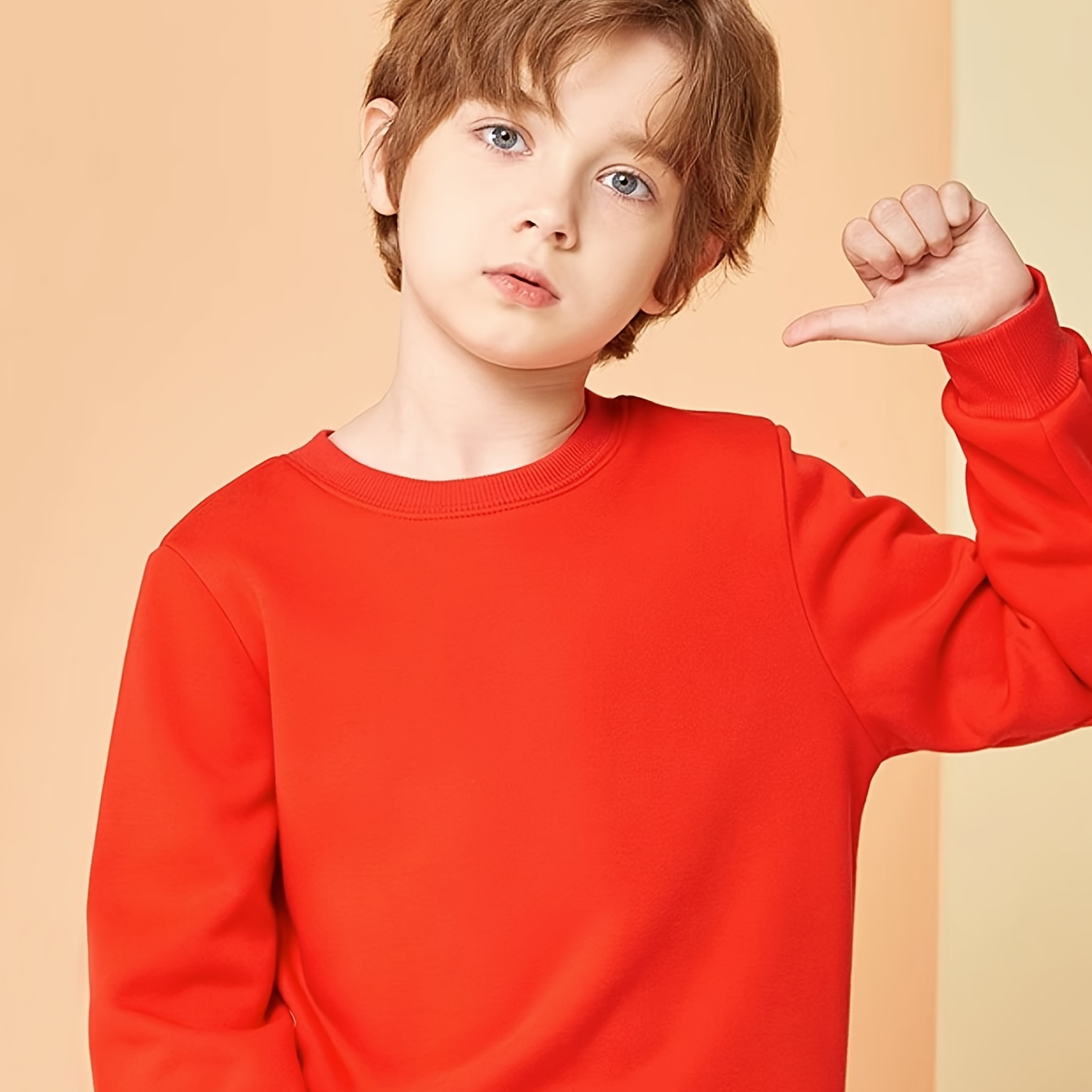 

Casual Simple Solid Color Print Sweatshirt For Boys - Keep Him Warm And Trendy!