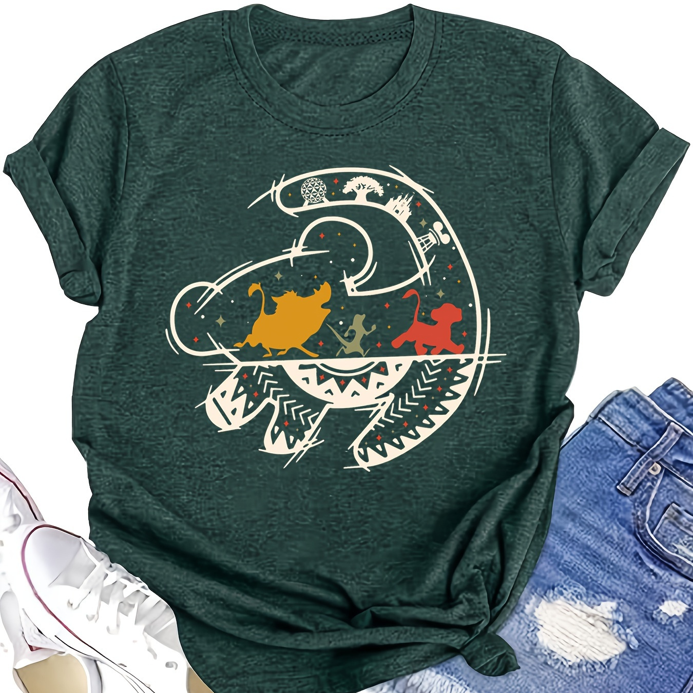 

Women' Turtle Print T-shirt - Soft Polyester , Casual Short Sleeve Crew Neck Top, Vibrant Animal Design, Machine Washable, Casual Attire