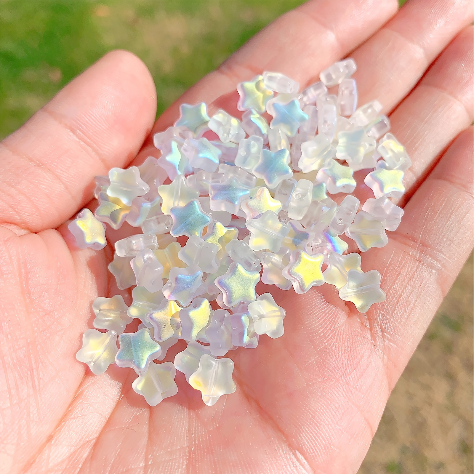 50pcs/set Frosted Pentagram Crystal Beads Loose Beads Glass Beads Plated AB  Spacer Beads For Jewelry Making DIY Bracelets
