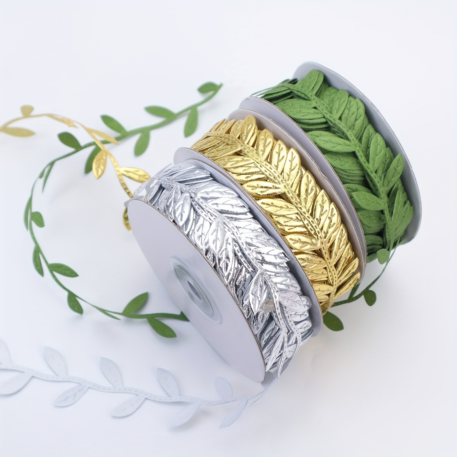 20 Yards Leaf Ribbon Olive Green Leaves Leaf Trim Ribbon For - Temu United  Arab Emirates