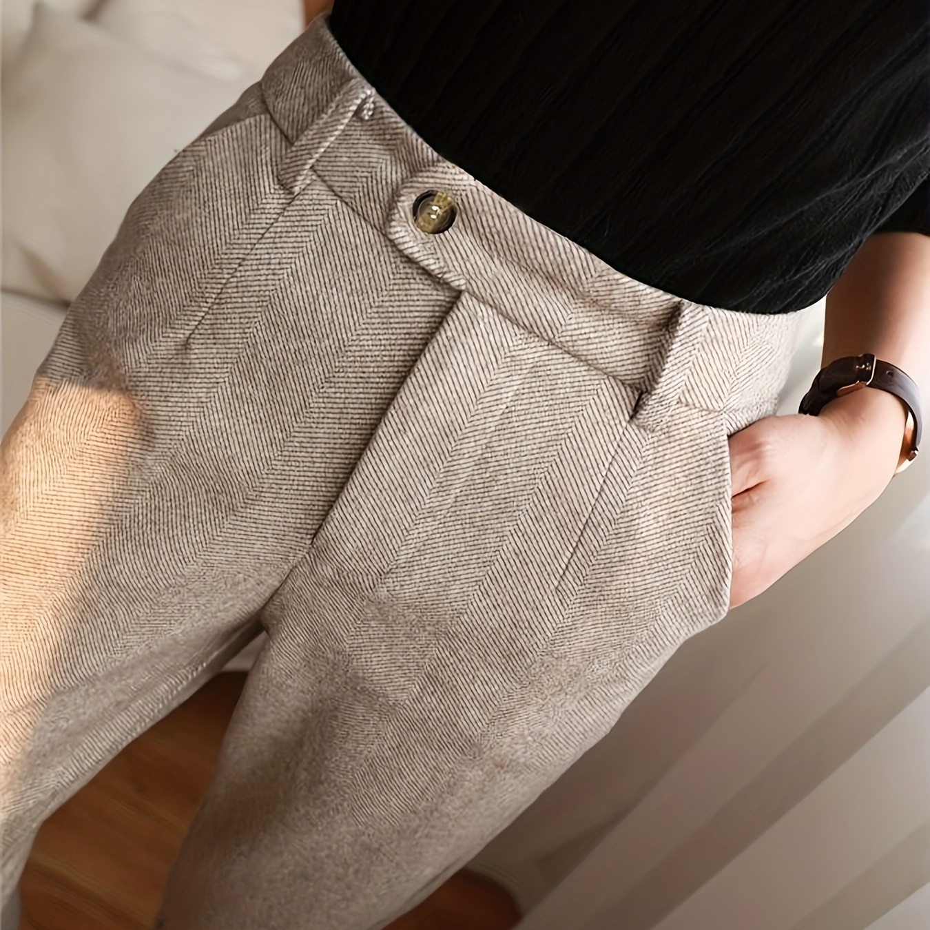 

Leg Pants, Waist Button Pants For & , Women's Clothing