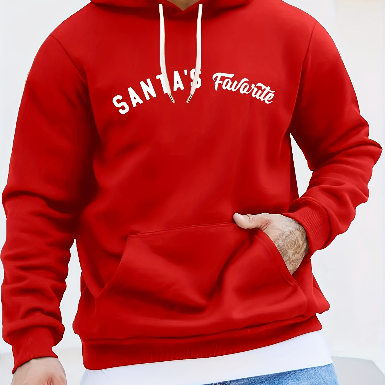 

Santa's Print Hoodie, Cool Hoodies For Men, Men's Casual Pullover Hooded Sweatshirt With Kangaroo Pocket Streetwear For Winter Fall, As Gifts