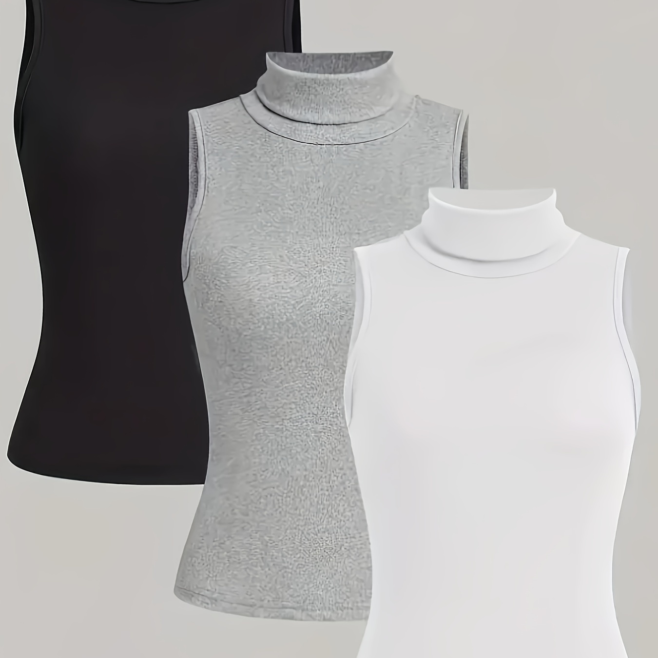 

-piece Set Of Large Size Solid Color High Collar Vest