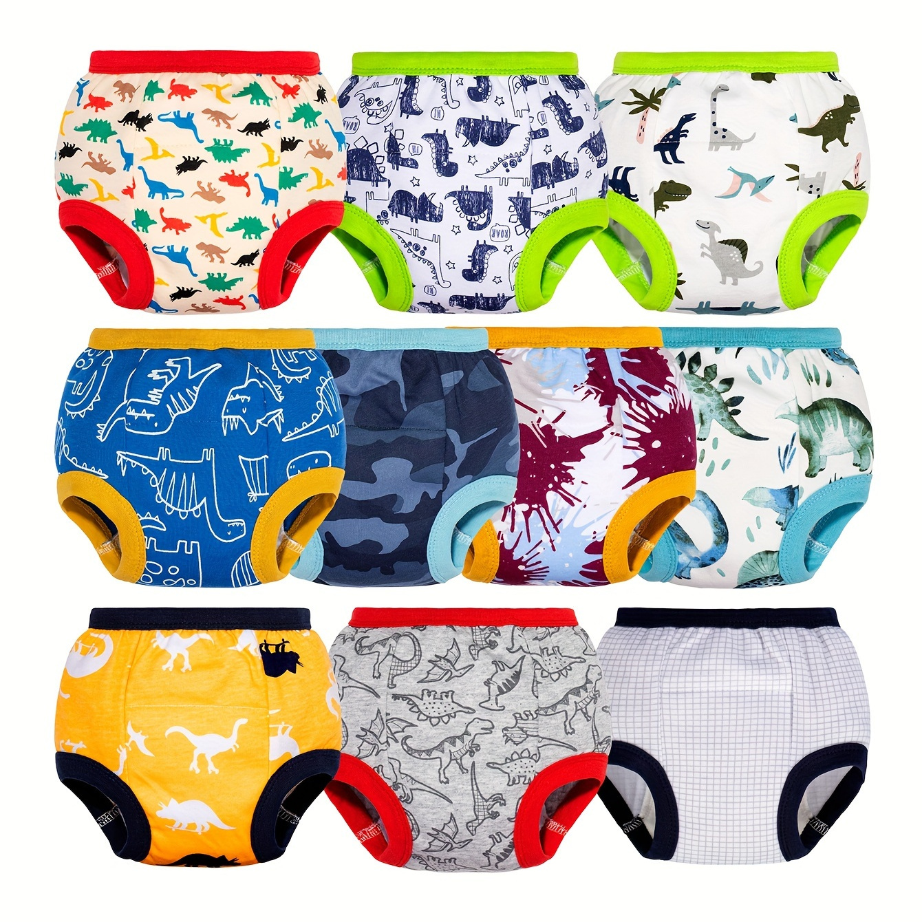 

10 Pack Toddler Potty Training Pants, 100% Cotton Absorbent Underwear For Baby Boys