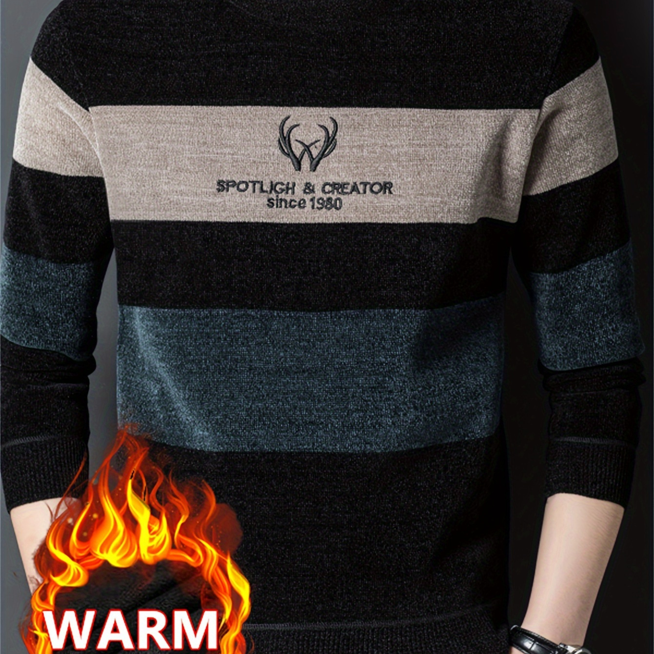

Fleece-lined - Striped Round , For Fall &