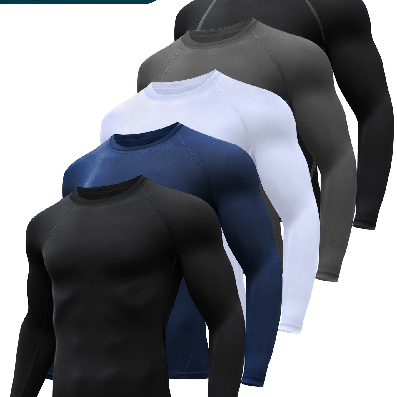 

5 Pack Shirts Men Long Sleeve Rash Guard Athletic Undershirt Gear Tshirt For Sports Workout