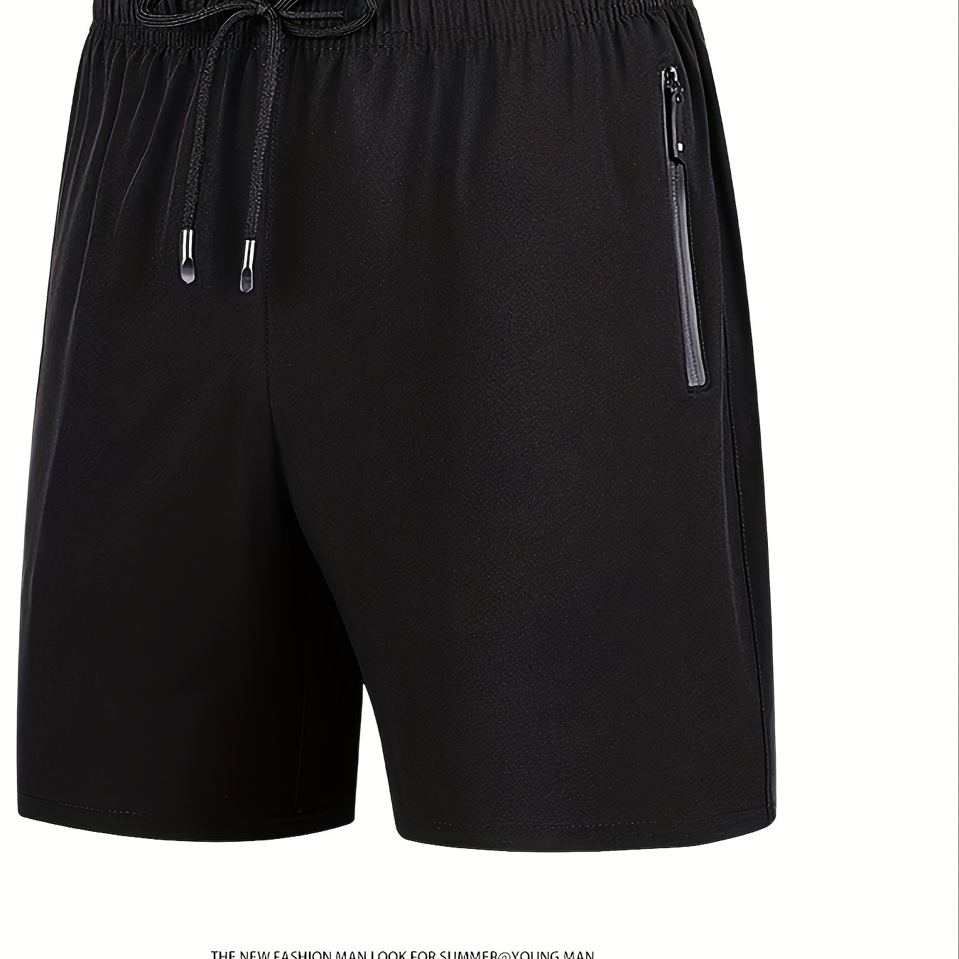

Men's Solid Color Shorts With Drawstring, Casual Elastic Zipper Shorts For Summer Daily Leisurewear
