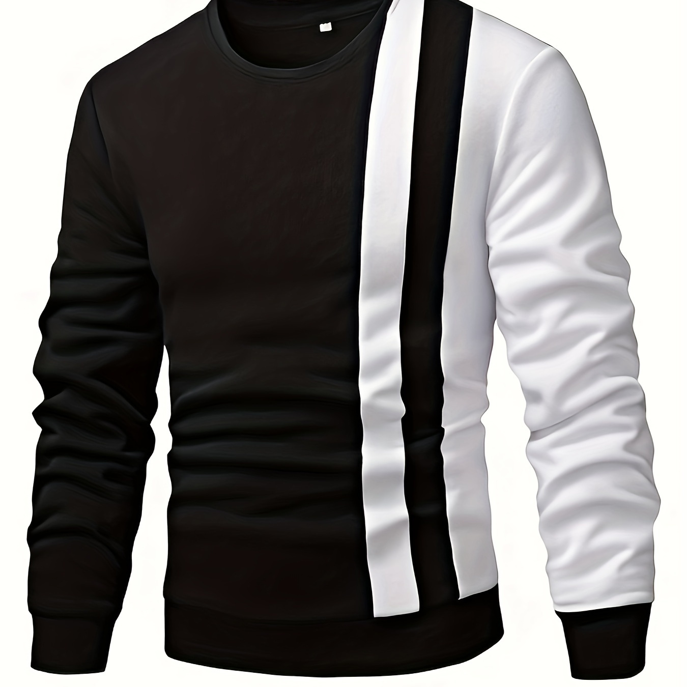 

Color Block Trendy Sweatshirt, Men's Casual Creative Design Crew Neck Sweatshirt For Men Fall Winter