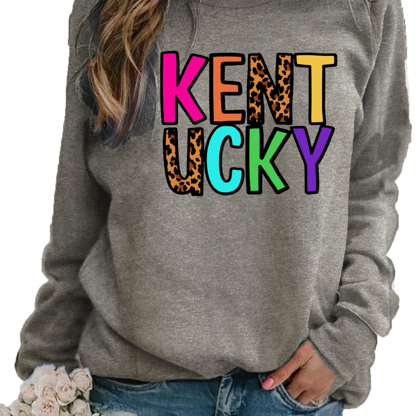 

Letter Print Sweatshirt, Crew Neck Casual Sweatshirt For Fall & Spring, Women's Clothing