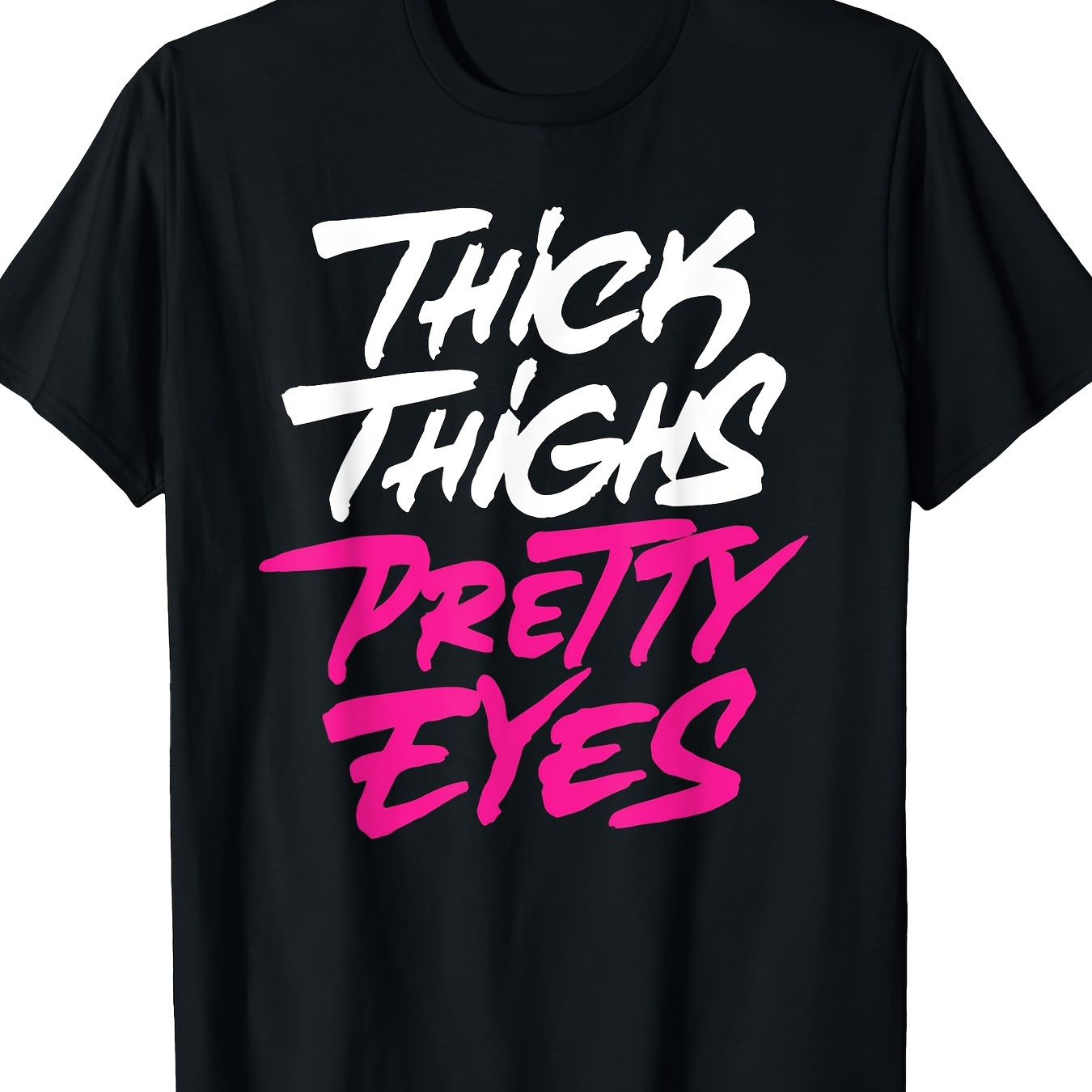 

Casual | Plus Size " Thighs " Women's T-shirt - Neon Graphics, 100% Cotton, Casual Round Neck Tee, Machine Washable