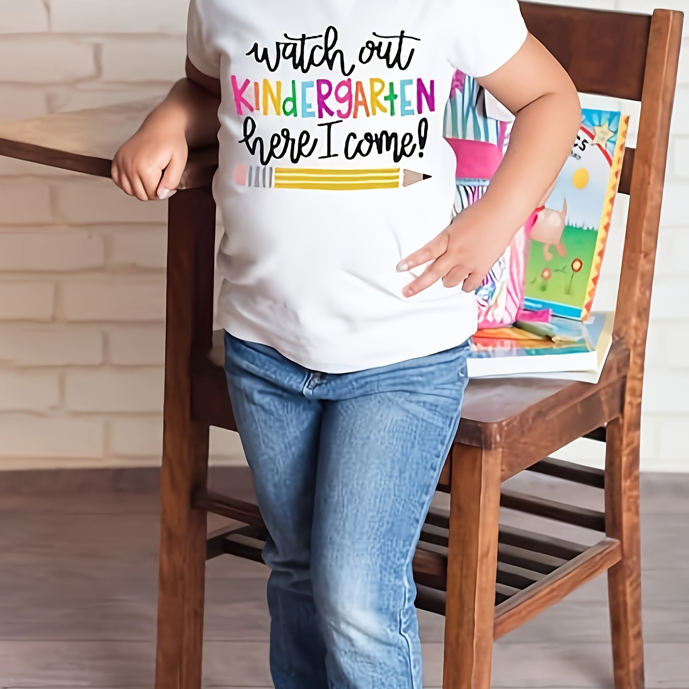 

Toddler Girls Watch Out Kindergarten Here I Com Print Short Sleeve T-shirt Summer Clothes Gift