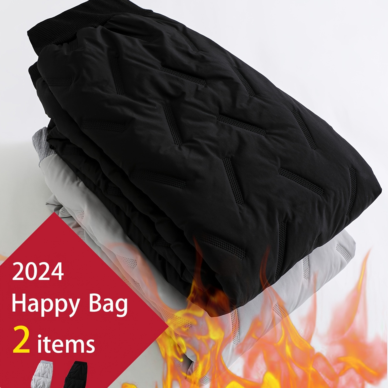 

2pcs Boys Winter Warm Windproof Fleece Long Pants, Kids Clothes For Winter