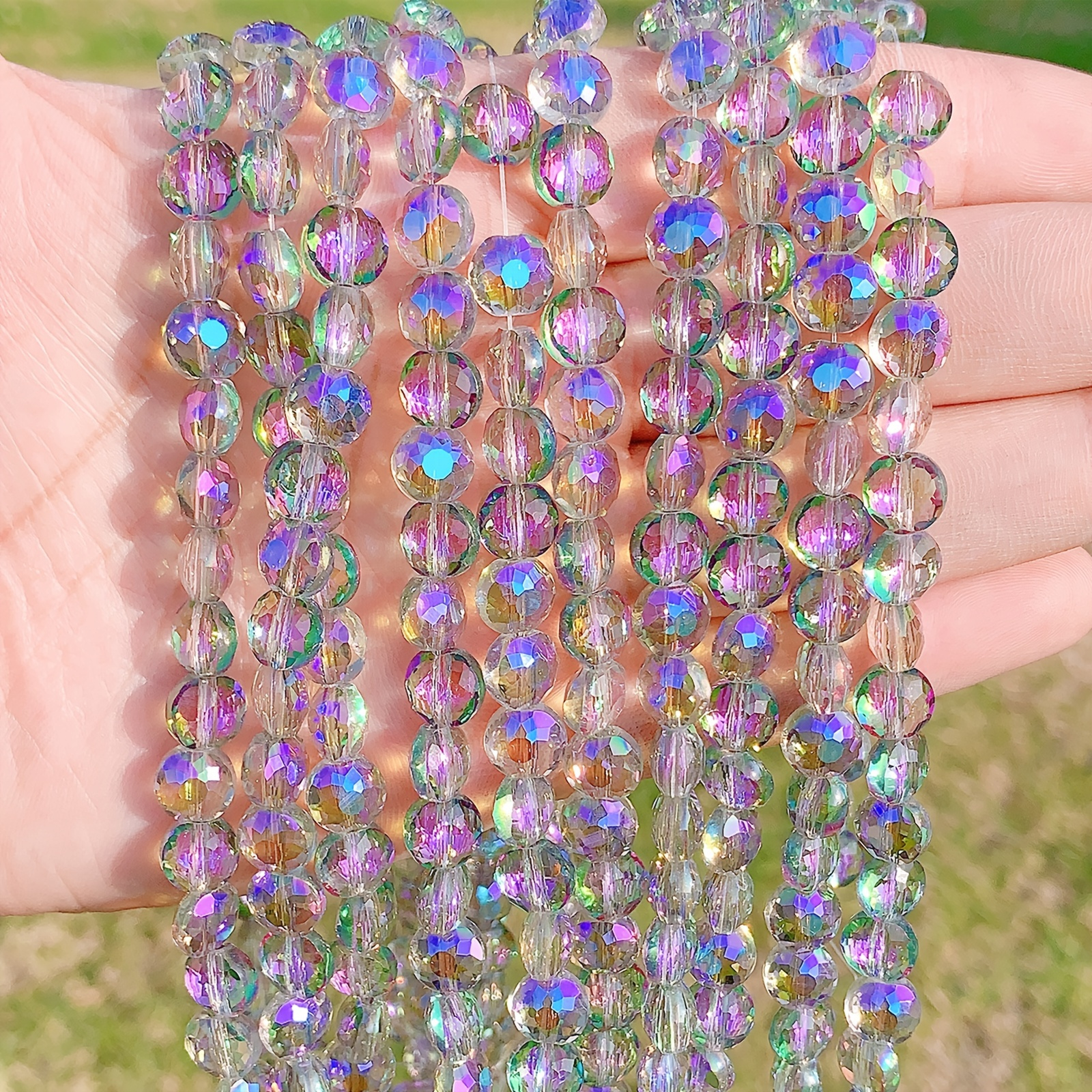Diameter Crystal Beads Ab Rainbow Plated Faceted Glass Beads - Temu