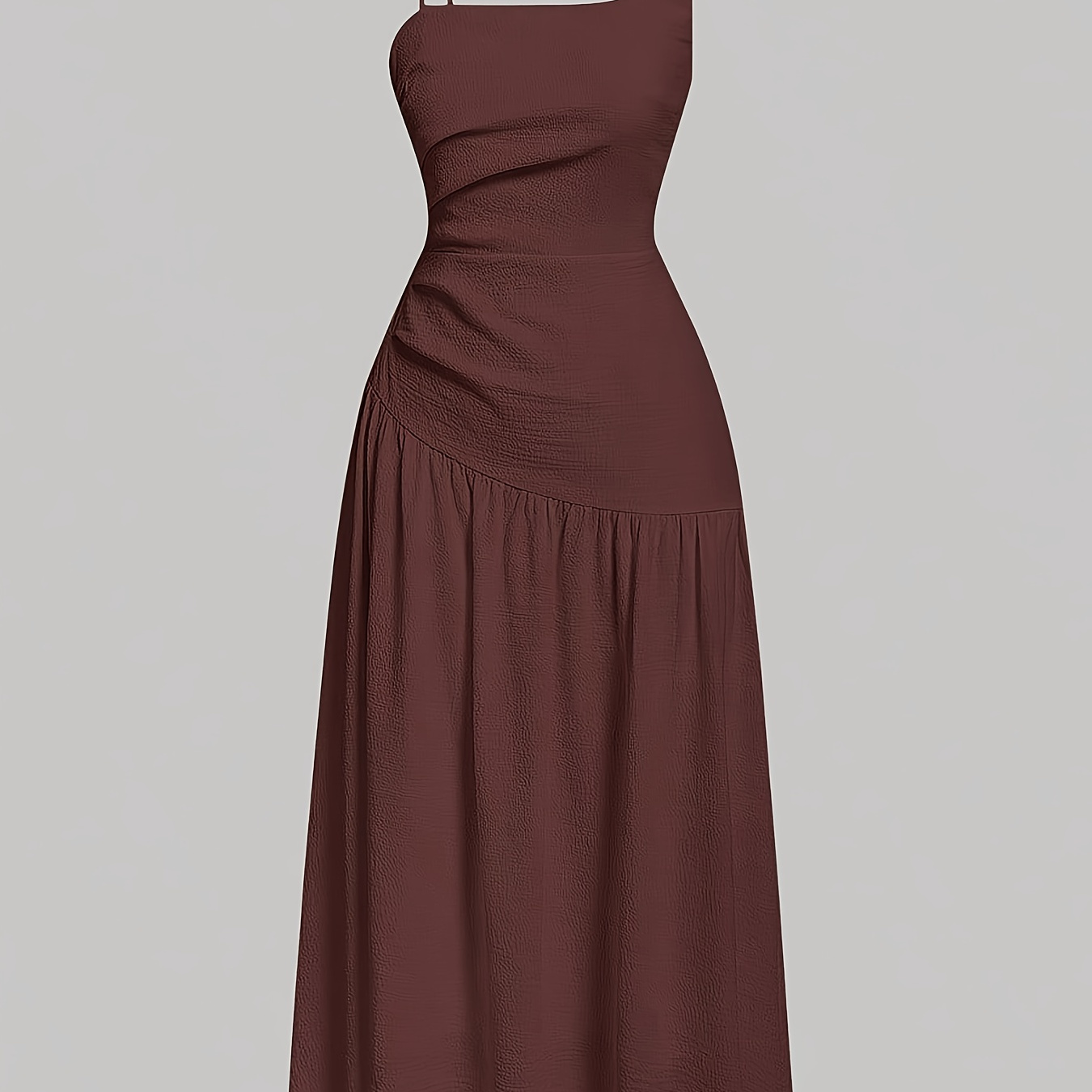 

Asymmetrical Neck Solid Color Dress, Elegant Sleeveless Dress For Summer, Women's Clothing