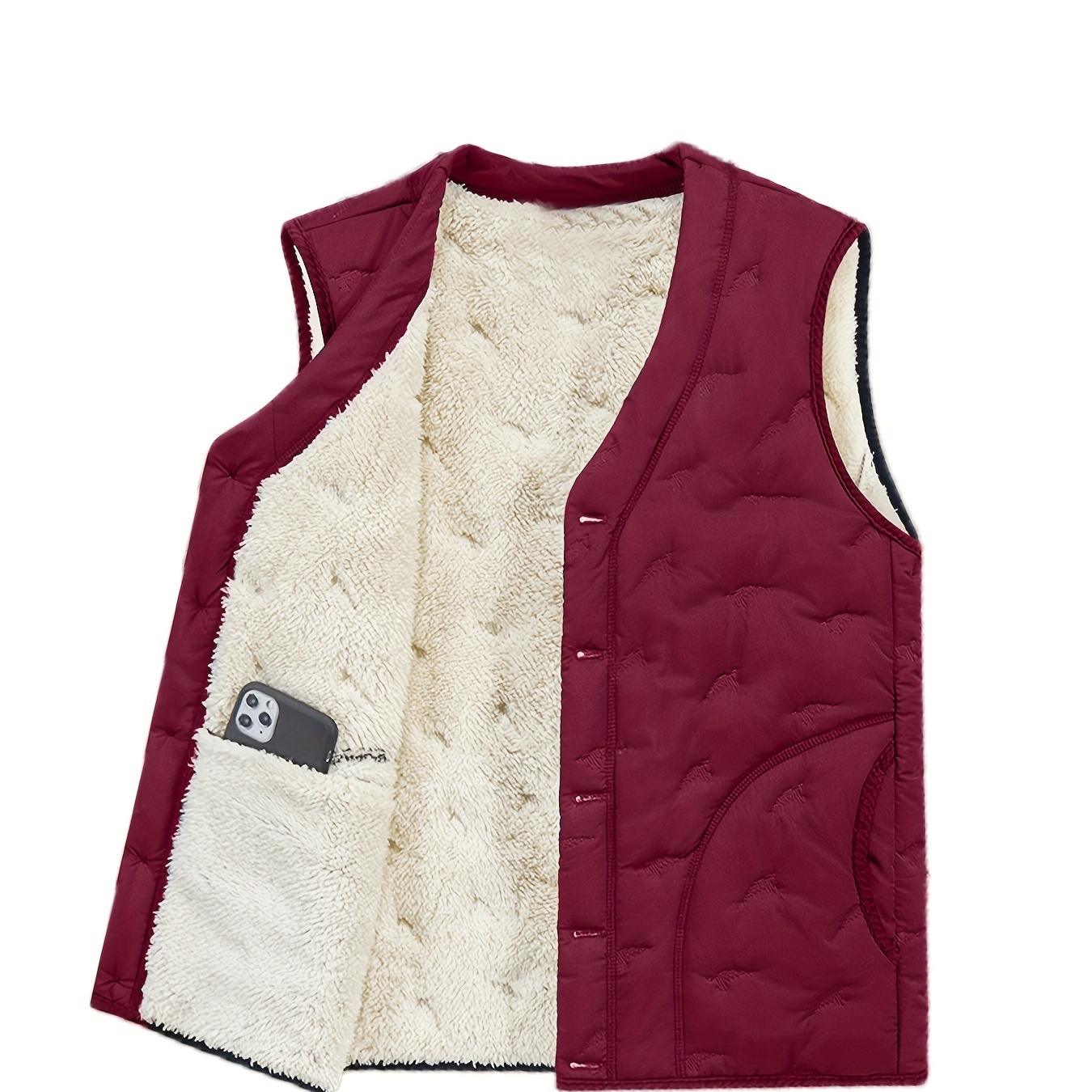 

Men's Plush Lined Solid Color Vest - Trendy Stylish Thickened Warm Vest Outdoor Clothes For Winter