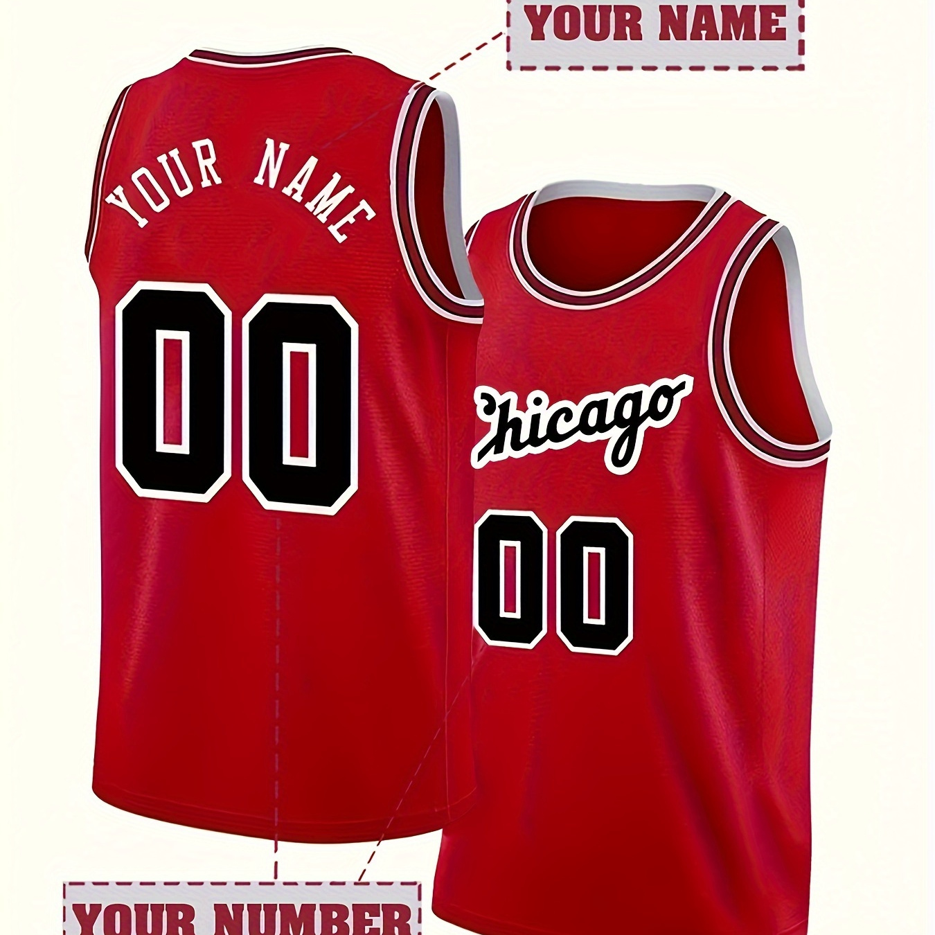 

Men's Customized Basketball Tank Top, Embroider Your Personalized Name & Number, Breathable Comfy Top For Summer Sport