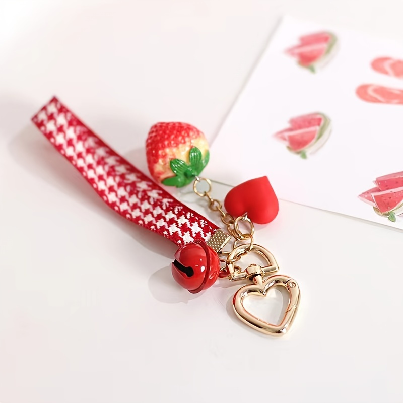 Keychain Rhinestone Strawberry Keychain Pendant Bell Tassel Accessorie –  MBM STRAWBERRY