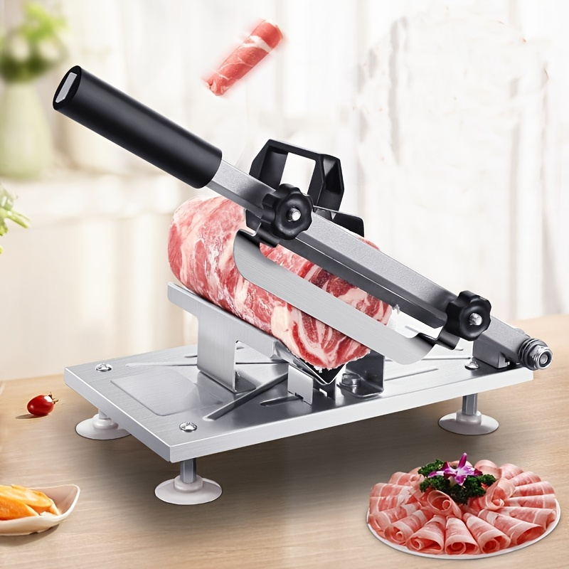 Adjustable Thin Thick Lamb Roll Slicer, Household Kitchen 304 Stainless  Steel Manual Meat Slicer, Fat Cow Roll Planer Meat Slicer - Temu