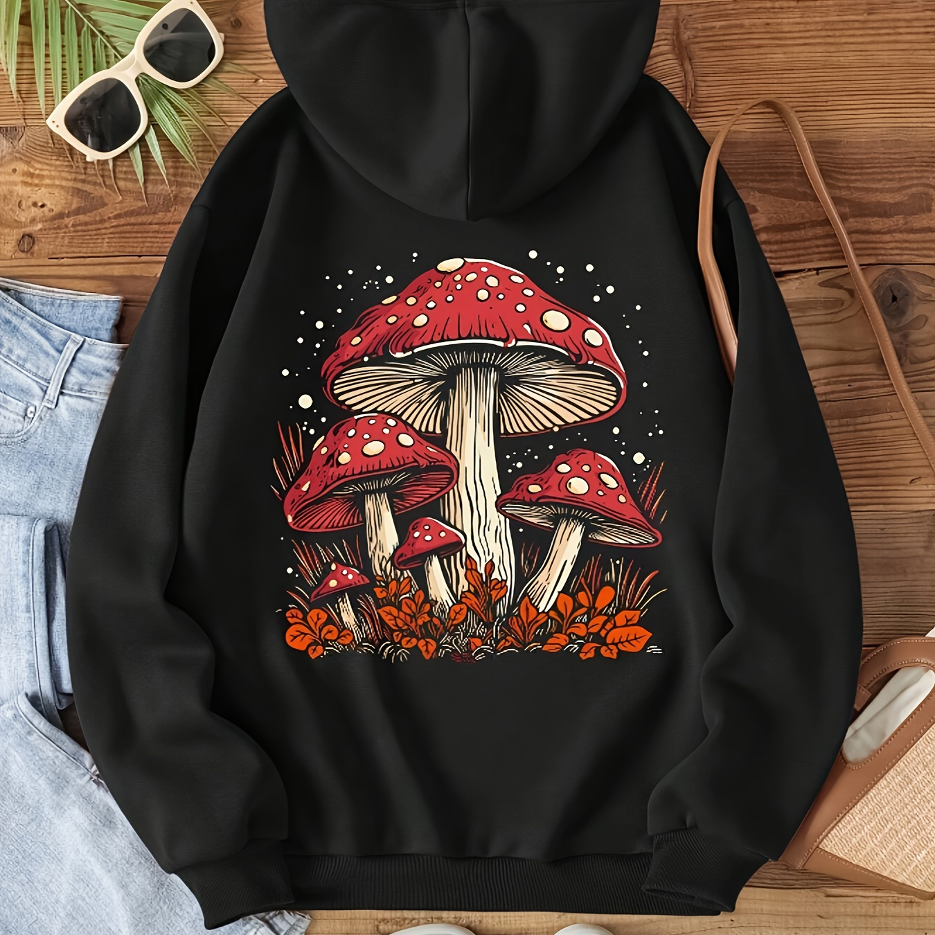 

Graphic Print Hoodie, Drawstring Casual Hooded Sweatshirt For Winter & Fall, Women's Clothing