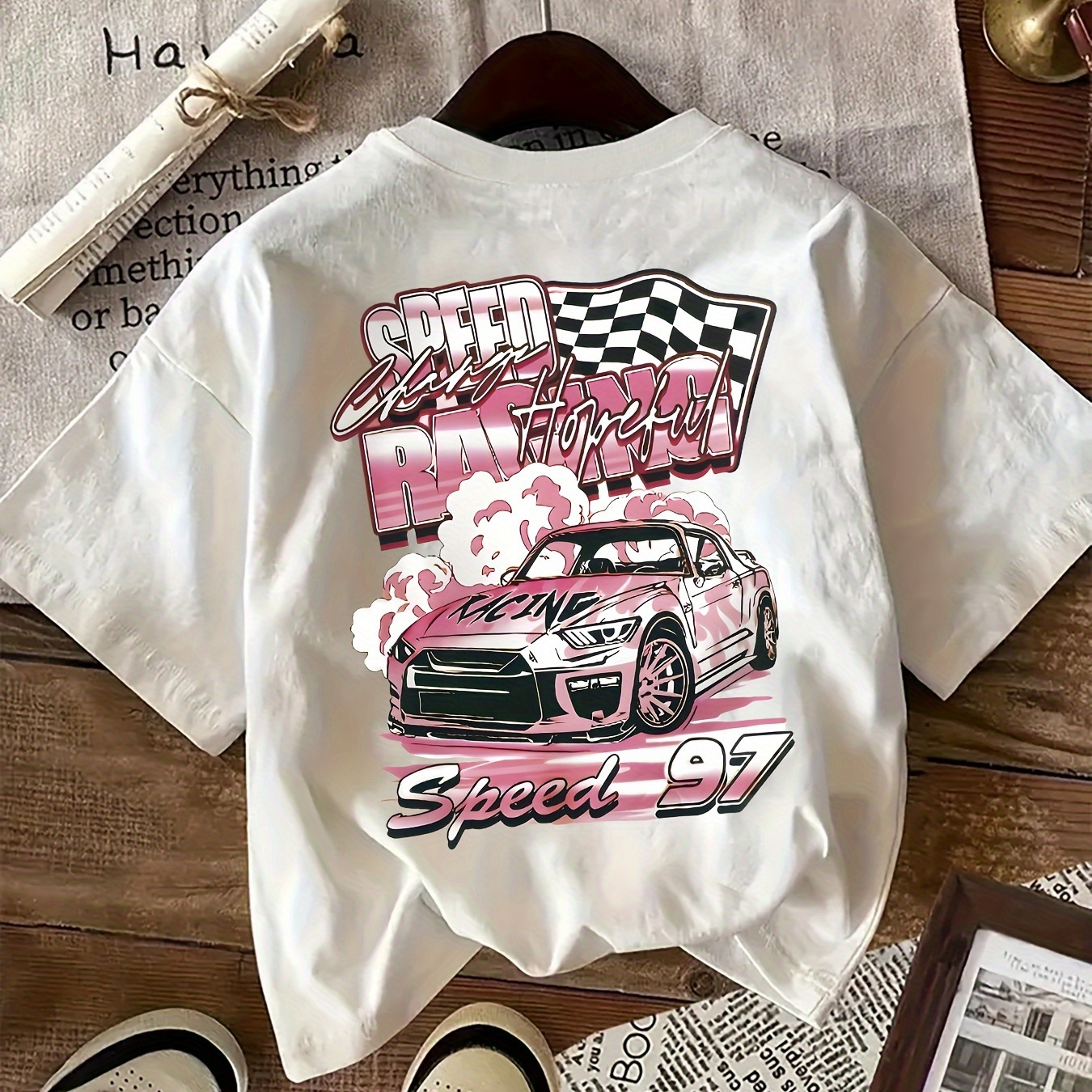 

Women's T-shirt With Car Print, Street , Suitable For All .