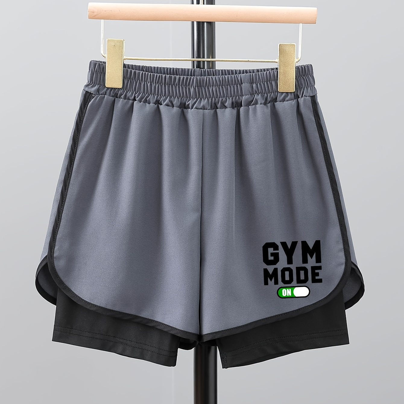 

Boys Battery/ Letter/ Smile Face Print 2 In 1 Active Shorts, Trendy Shorts, Double Layer Breathable Sports Shorts, Boys Clothes