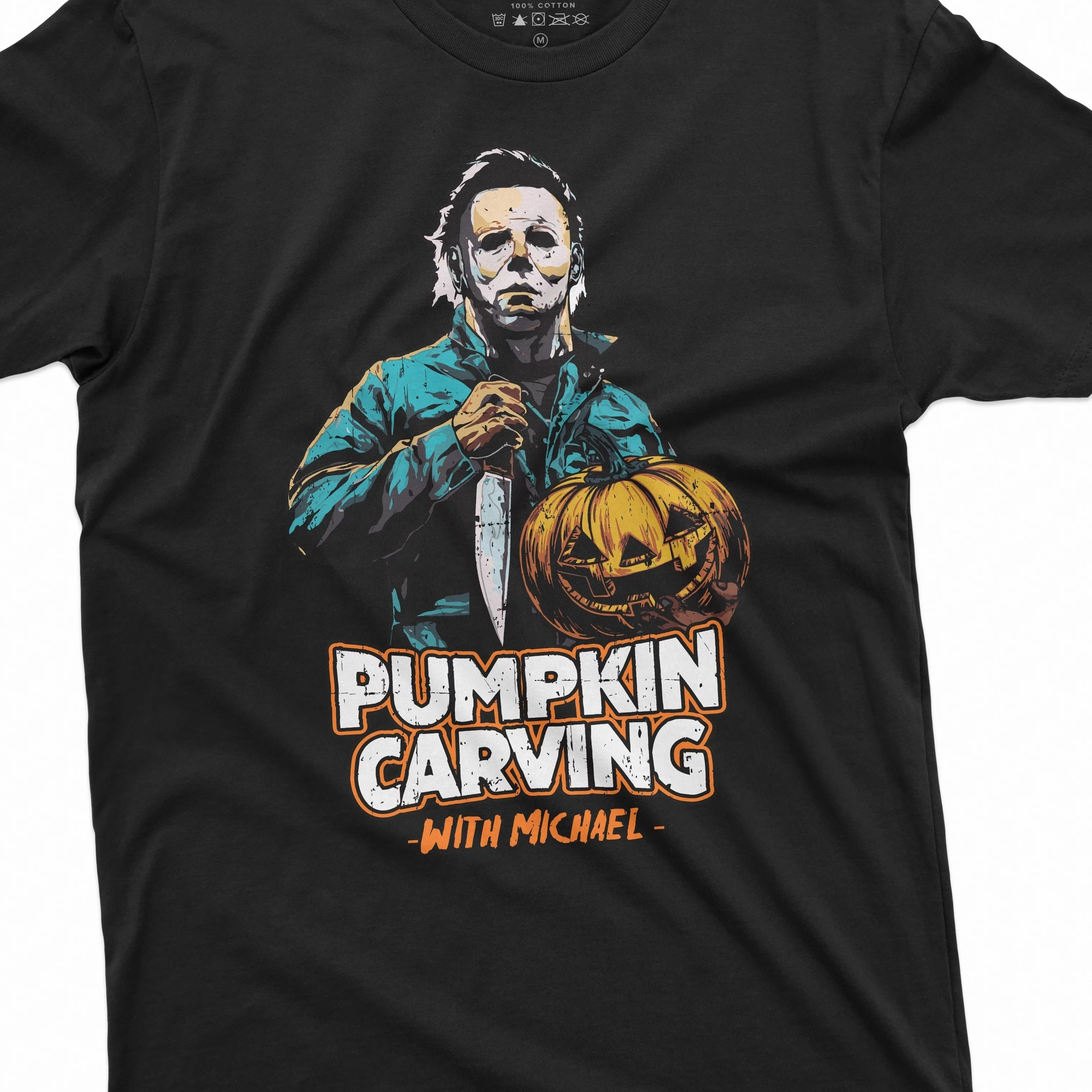 

Horror Movie T-shirt Pumpkin Carving Mens Tshirt Costume Shirt