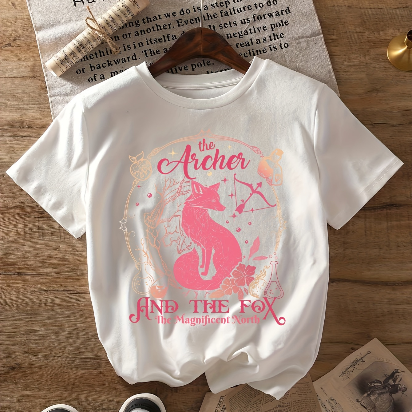 

Archer And Fox T-shirt, Summer And Spring Short Sleeved Round Neck Casual Top, Women's Clothing, Style, Xia