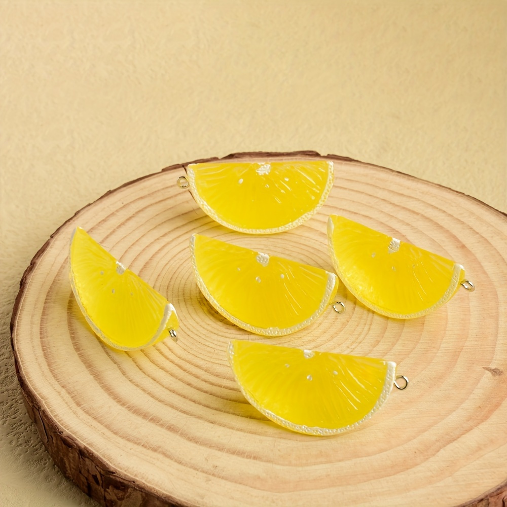 

5pcs/pack Hot Summer Cool Resin Lemon Pendants Cute Fruit Earrings Necklace Accessories