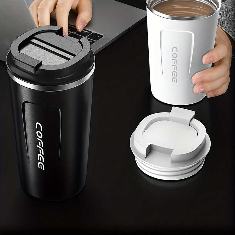 1pc silvery 304 stainless steel coffee cup insulation cup bounce cup water  cup 380ml