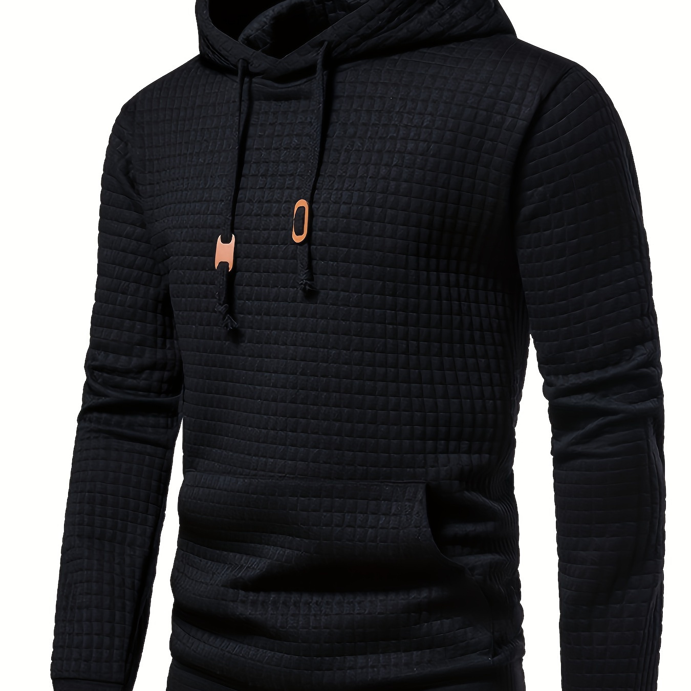 

Men's Casual Hooded Sweatshirt With Pockets, 100% Polyester Knit Fabric, Long Sleeve Pullover For Sports & Beach, Regular Fit, Autumn/