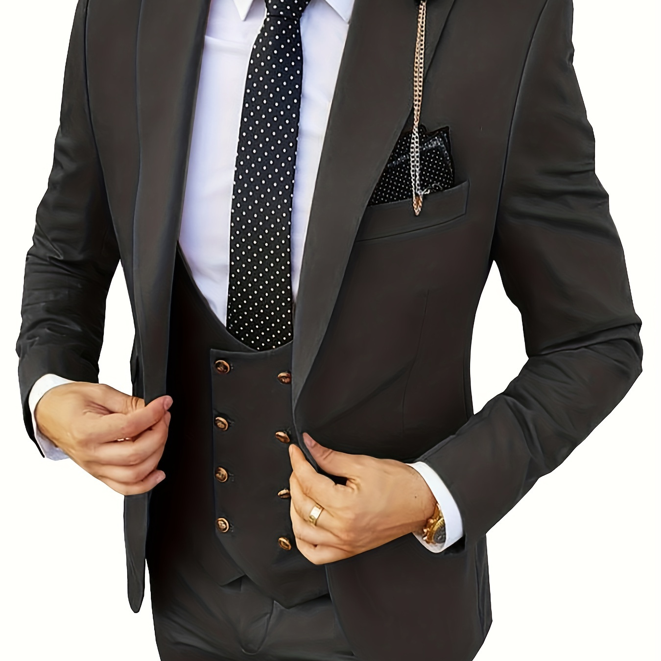 

3pcs Men's Slim Fit Suits Double Breasted Multicolor Blazer Vest And Pants, Prom Suits For Men [accessories Not Included]
