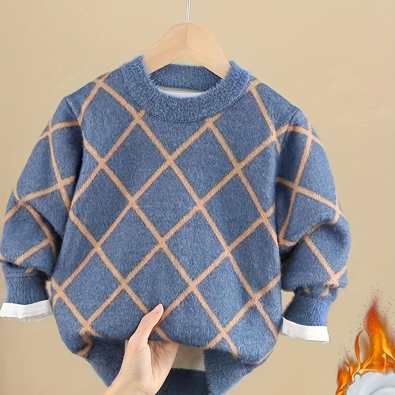 

Boy's Fleece Lining Sweaters, Pattern Long Sleeve Pullovers For And , Cloth