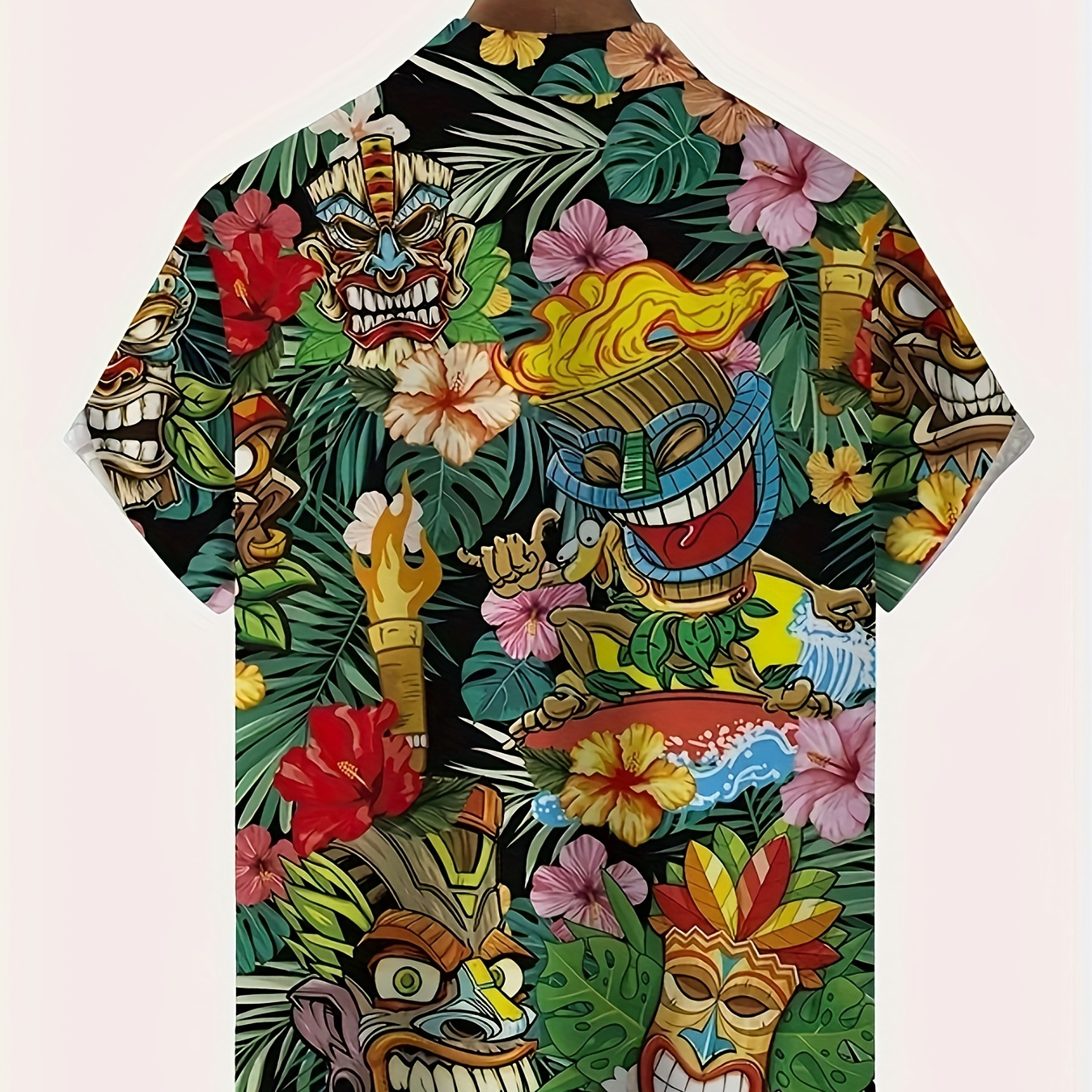 

Men's Trendy Hawaiian Lapel Collar Graphic Shirt With Stylish Vibrant Print For Summer Vacation And Casual Wear