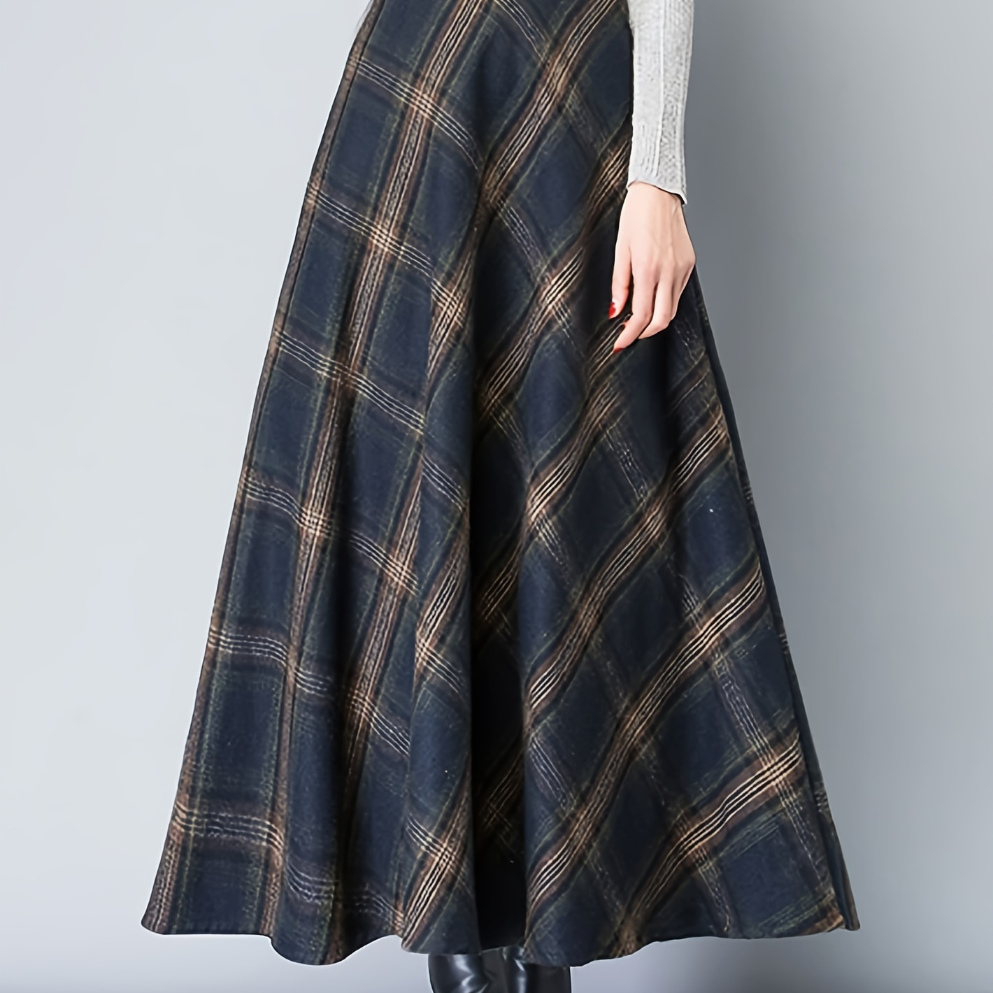 

Women's Elegant A-line Skirt - High Waist, Flowy Maxi With Pockets, Polyester, Machine Washable, Ideal For Spring/fall Fashion, Maxi Skirt