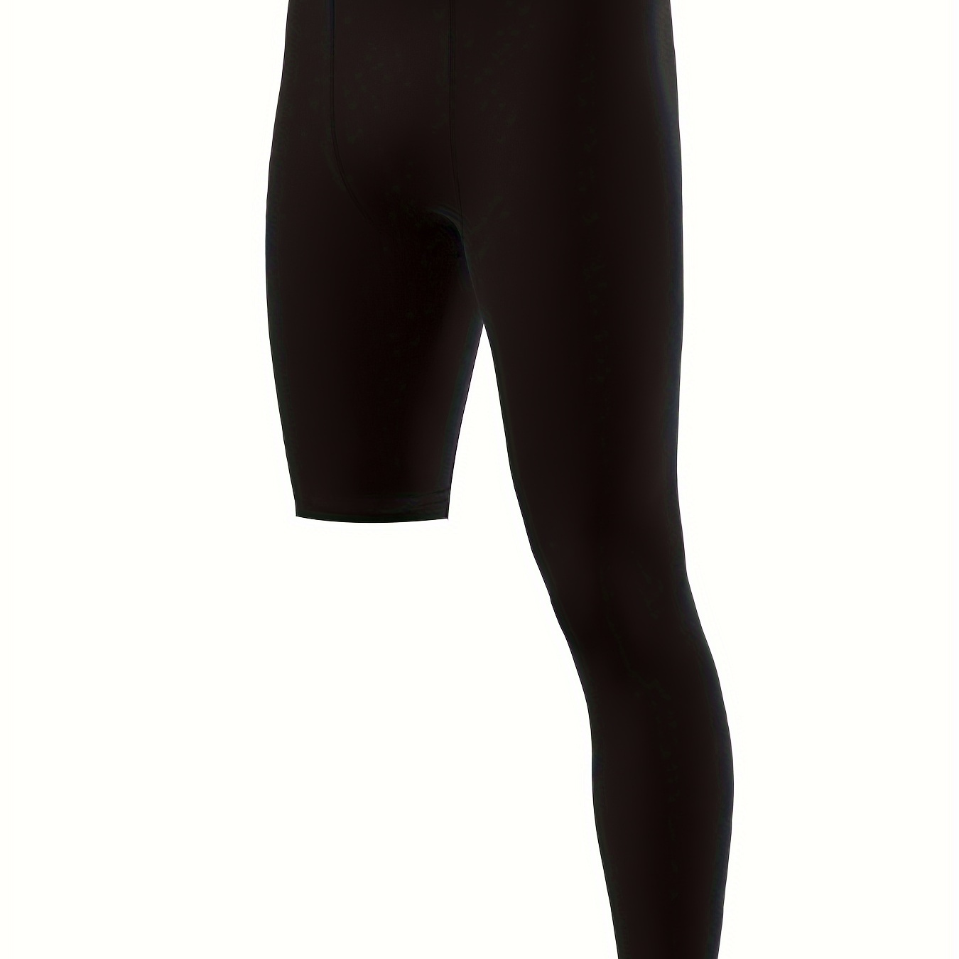 

Men's Cropped 1 Leg Leggings, Active Quick Drying Breathable Sports Compression Pants For Outdoor Running Training