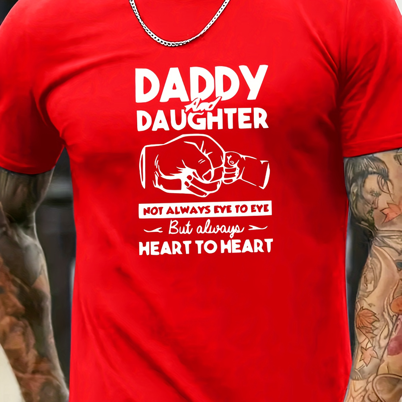 

Father's Day Daddy Print Men's Short Sleeve T-shirts, Comfy Casual Breathable Tops For Men's Fitness Training, Jogging, Outdoor Activities Summer