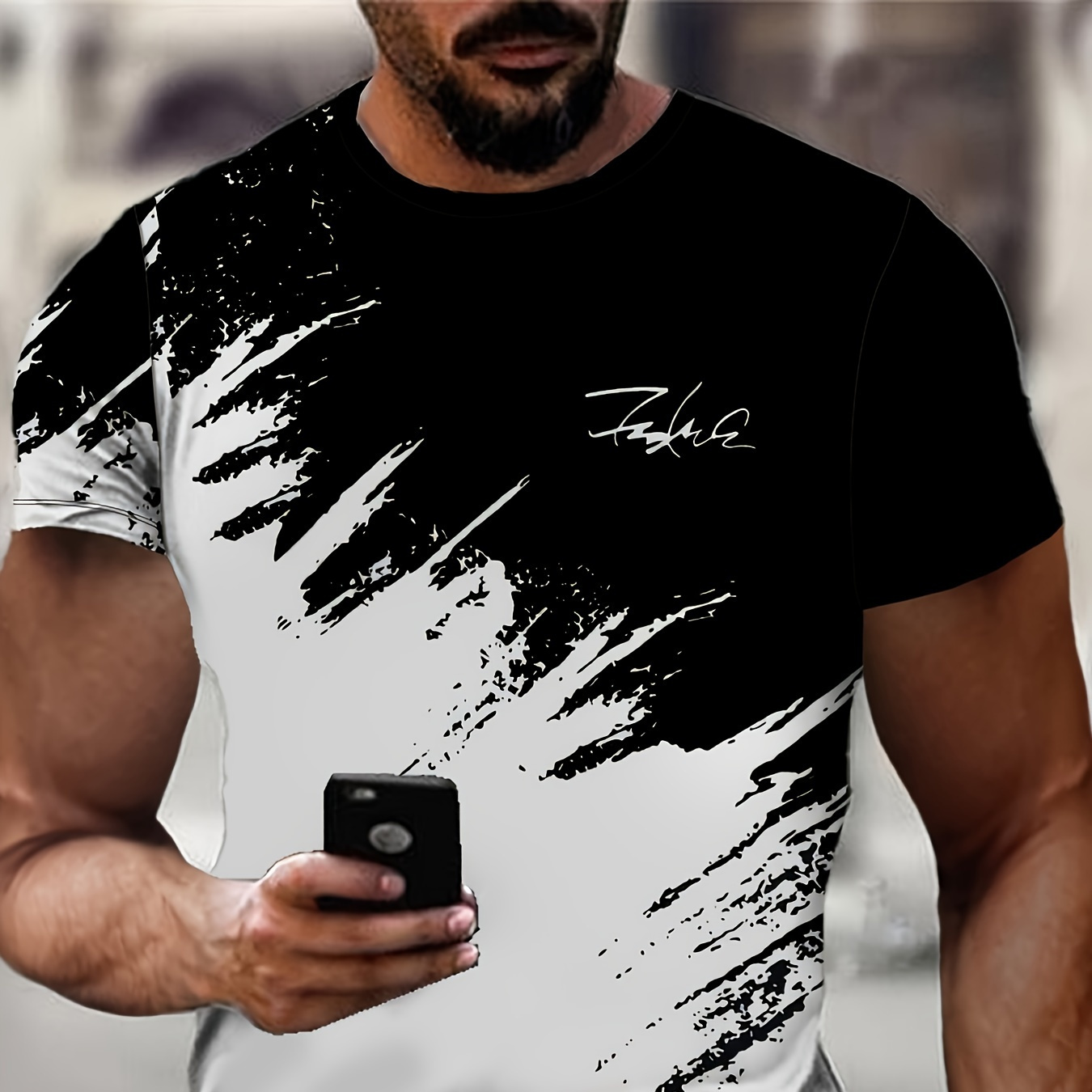 

1pc Men' 3d Print T-, Top, And - Pattern, Knit , Summer Apparel For Adults