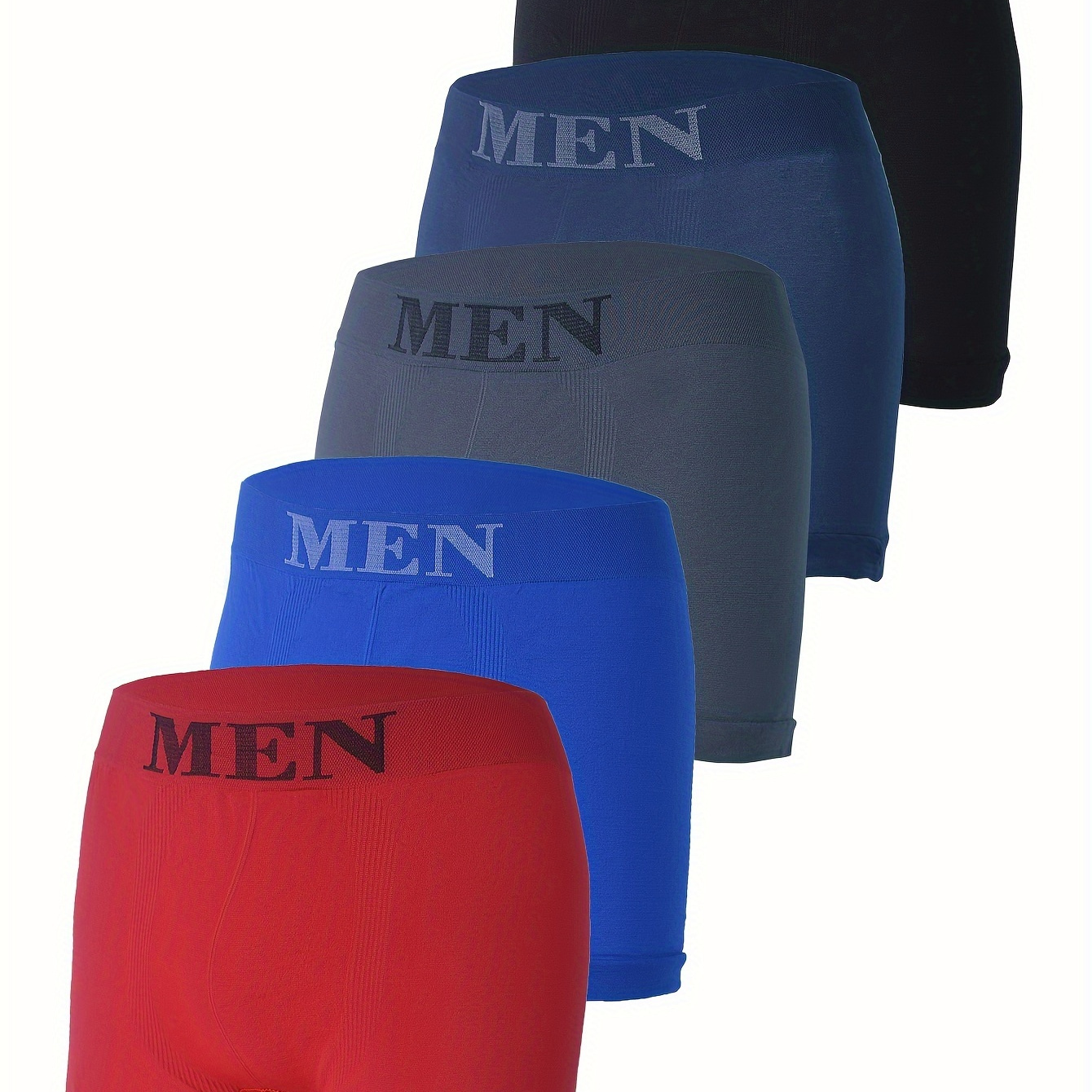 

5pcs Men's Underwear Men's Mid-waist Sports Seamless Comfortable Breathable Youth Boxer Briefs Set Suitable 1 Size Fits S/m/l