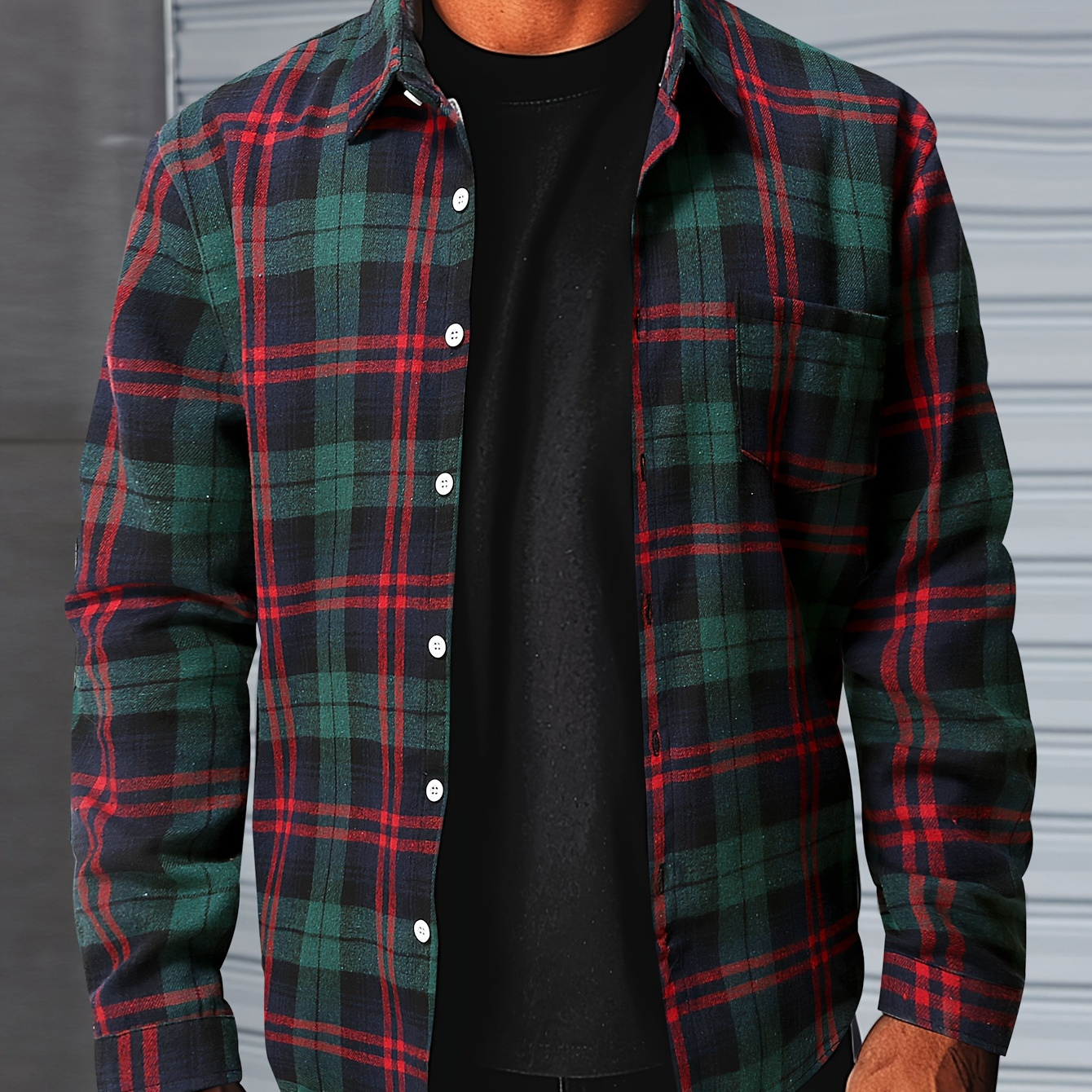 

Men's Casual Button-up Long Sleeve Shirt With Pocket, Woven Polyester, Adult Unisex Spring/fall Fashion Casual Shirt, Plus Size