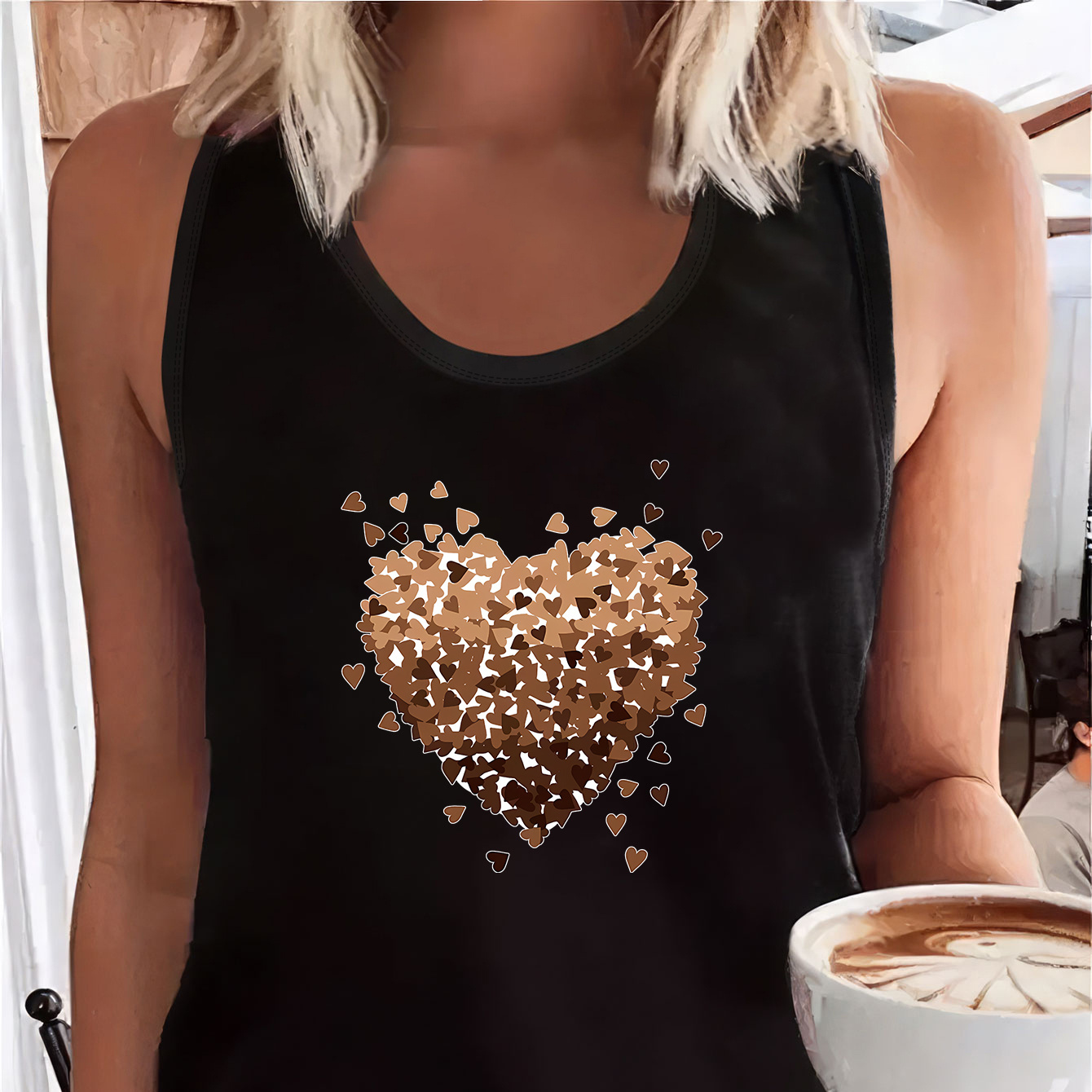 

Plus Size Graphic Print Tank Top, Sleeveless Casual Top For Summer & Spring, Women's Plus Size Clothing